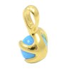 Prívesok zo žltého zlata s prírodným modrým opálom 8.00 mm a troma zirkónmi.