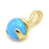 Prívesok zo žltého zlata s prírodným modrým opálom 8.00 mm a troma zirkónmi.