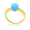 Prsteň zo zžltého zlata - Gulička v modrom opále
