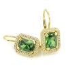 Náušnice zo žltého zlata unikátny zelený zirkón s kamienkami dookola