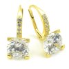 Náušnice zo žltého zlata so syntetickými zirkónmi