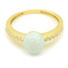 Prsteň zo žltého zlata - Gulička biely opál