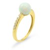Prsteň zo žltého zlata - Gulička biely opál