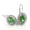 Náušnice z bieleho  zlata so syntetickými zirkónmi a zeleným zirkónom