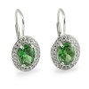 Náušnice z bieleho  zlata so syntetickými zirkónmi a zeleným zirkónom