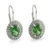 Náušnice z bieleho  zlata so syntetickými zirkónmi a zeleným zirkónom