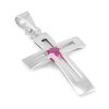 Zlatý prívesok - Krížik s tmavoružovým zirkónom