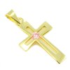Zlatý prívesok - Krížik sv ružovým zirkónom
