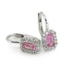 Náušnice z bieleho zlata s ružovým zirkónom a kamienkami po obvode