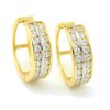 Náušnice zo žltého zlata krúžky kameňové dvojradové s čírimi zirkónmi 14 mm priemer