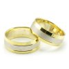 Svadobné obrúčky zo žltého a bieleho zlata ploché široké 7 mm -pár