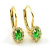 Náušnice zo žltého zlata oválny zelený zirkón