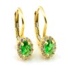 Náušnice zo žltého zlata oválny zelený zirkón