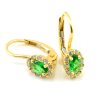 Náušnice zo žltého zlata oválny zelený zirkón