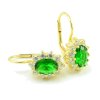 Náušnice zo žltého zlata malá diana veľký oválny zelený zirkón