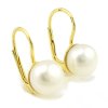 Náušnice zo žltého zlata veľká 8 mm biela prírodná perla