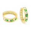Náušnice zo žltého zlata krúžky kameňové so zelenými zirkónmi 14 mm priemer