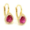 Náušnice zo žltého zlata veľké slzy s červeným zirkónom