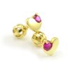 Zlaté náušnice-žlté zlato v tvare srdiečka červený zirkón na balón