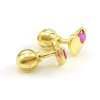 Zlaté náušnice-žlté zlato v tvare srdiečka červený zirkón na balón
