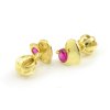 Zlaté náušnice-žlté zlato v tvare srdiečka červený zirkón na balón