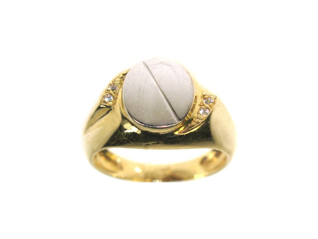 004 421/Zlatý prsten pánský se zirkony