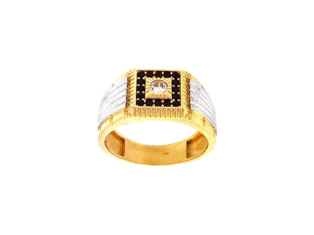 014 205/Zlatý prsten pánský s kameny