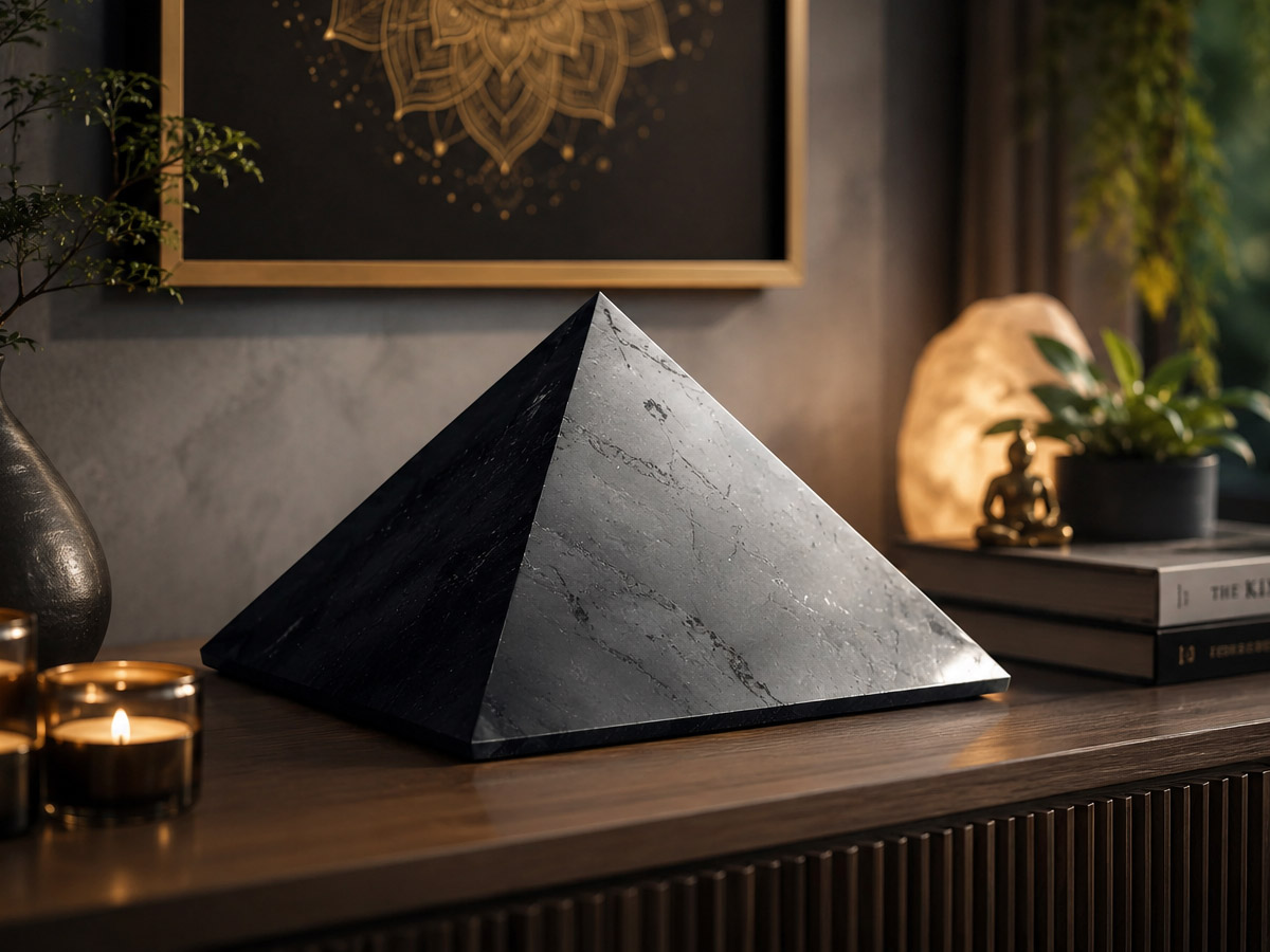 Velká shungitová pyramida 30 × 30 cm z Karélie – Ezosvět.cz