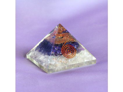 Orgonitová Pyramída Ametyst & Kryštál