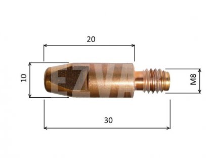 Kontaktná špička M8x30  0,8/1,0/1,2/1,4/1,6 (priemer M8x30  pr. 1,6 mm)
