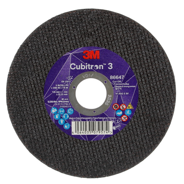 Rezný kotúč keramický 3M Cubitron III 125 x 1 x 22,23 mm T41 86647