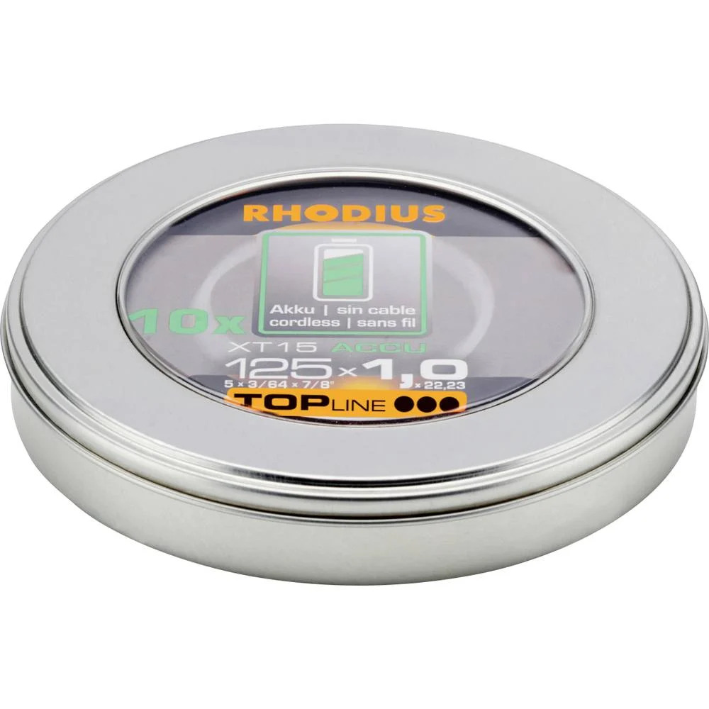 Rezný kotúč RHODIUS 125x1,0x22,23 mm, XT15 ACCU BOX - plechovka 10 ks