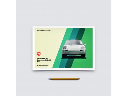 19330 posters porsche 911 carrera rs 2 7 50th anniversary 1973 white mini edition 21 x 30 cm