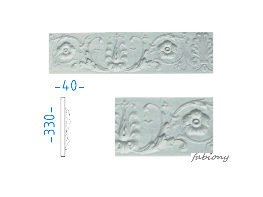 Sádrová plochá lišta 330x40 mm 40590