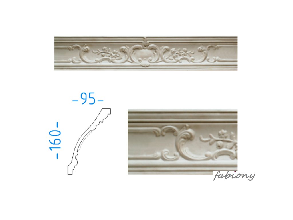 Sádrová stropní lišta s ornamenty 160x95 mm 72009