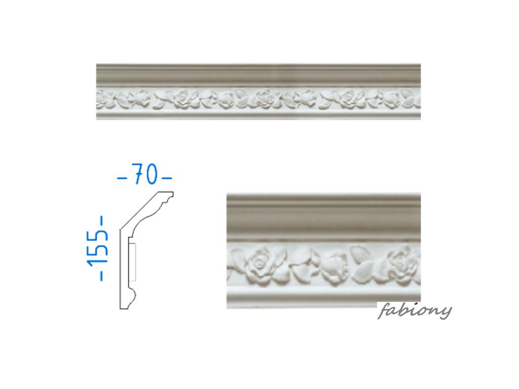Sádrová stropní lišta s ornamenty 155x70 mm 72010