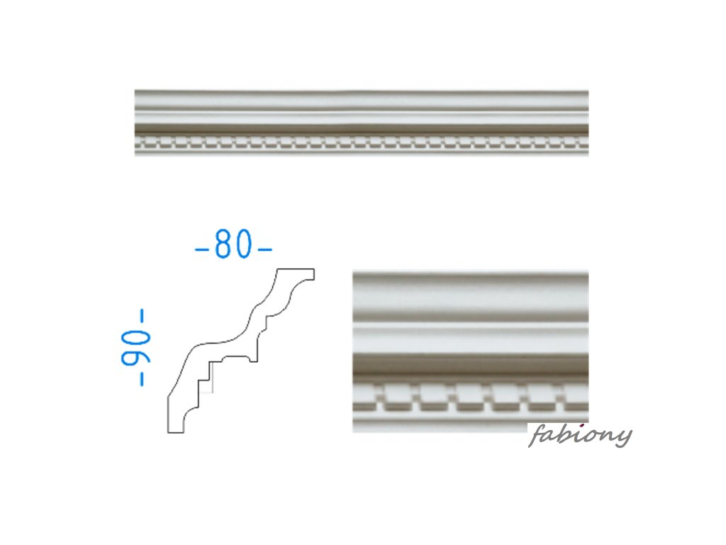 Sádrová stropní lišta s ornamenty 80x90 mm 72069