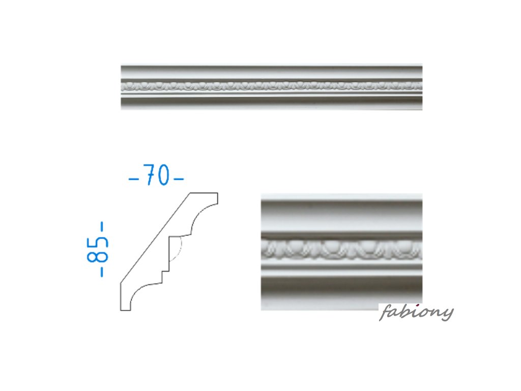 Sádrová stropní lišta s ornamenty 85x70 mm 72378
