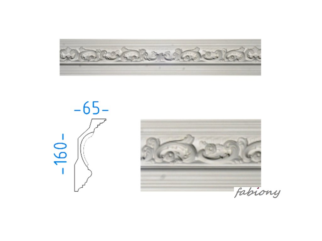 Sádrová stropní lišta s ornamenty 160x65 mm 72412