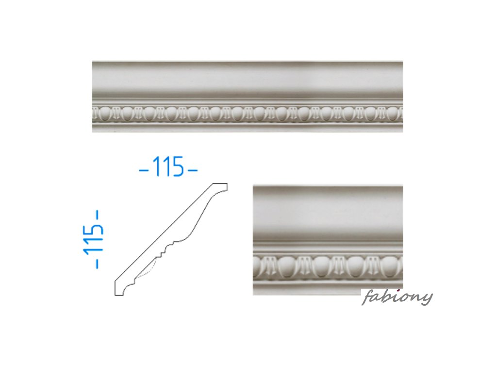 Sádrová stropní lišta s ornamenty 115x115 mm 72580