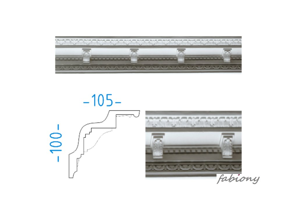 Sádrová stropní lišta s ornamenty 100x105 mm 72653