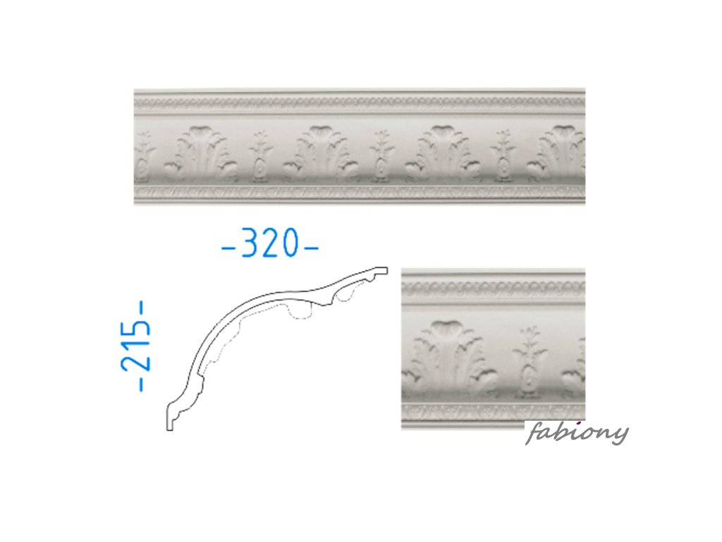 Sádrová stropní lišta s ornamenty 215x320 mm 72890
