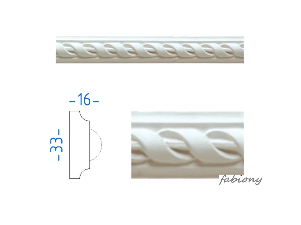 Sádrová plochá lišta 33x16 mm 76108