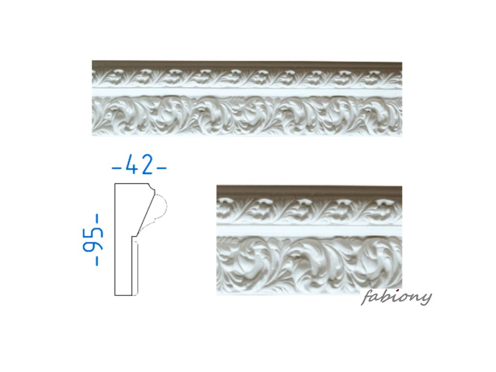 Sádrová plochá lišta 95x42 mm 76551