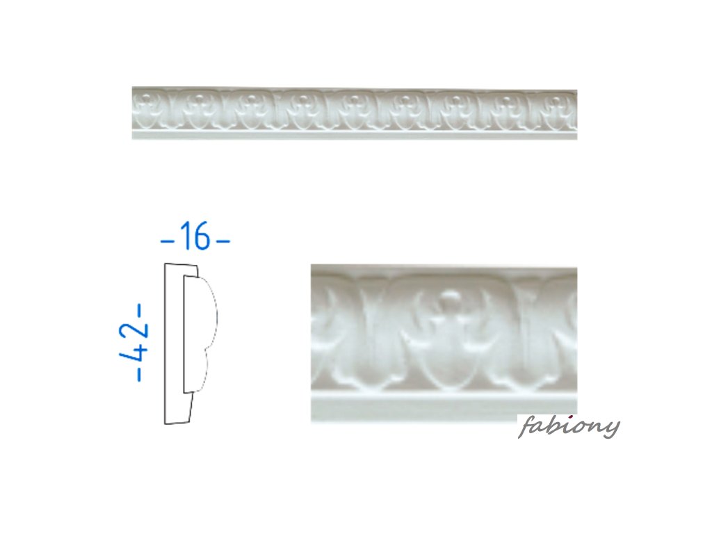 Sádrová plochá lišta 42x16 mm 76560