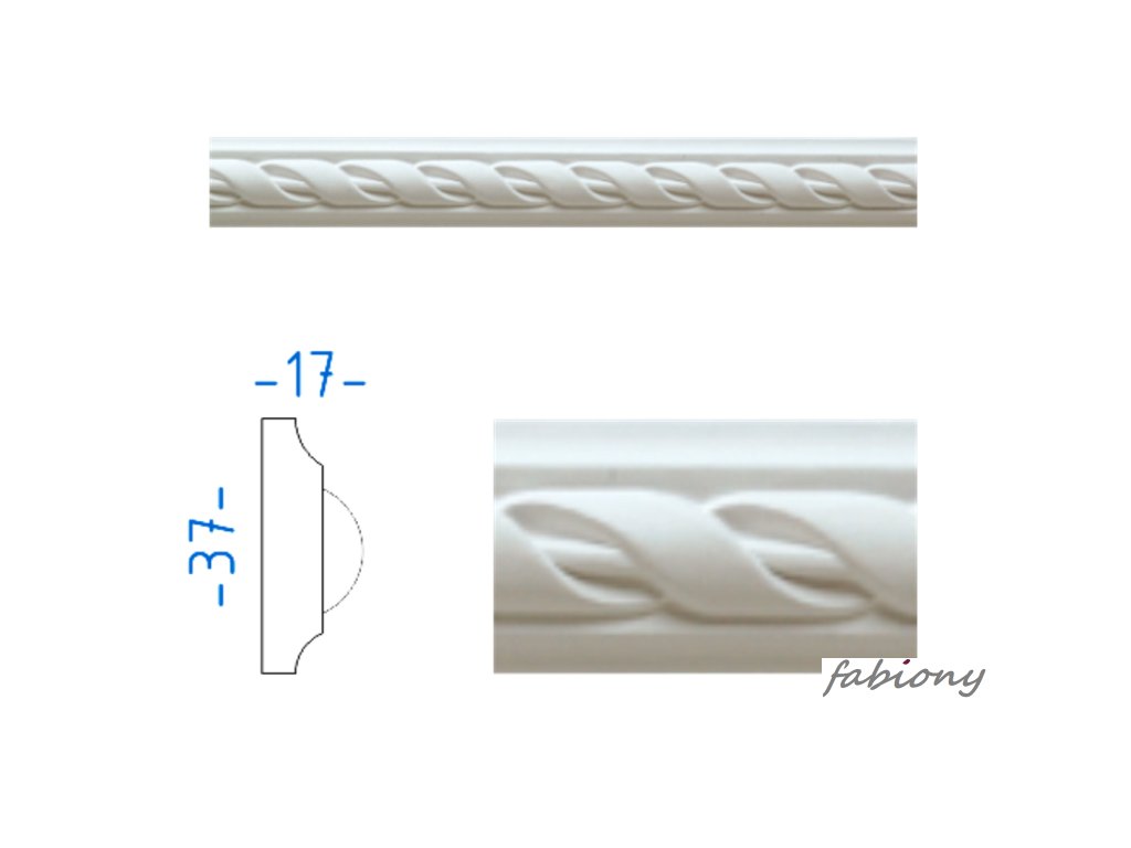 Sádrová plochá lišta 37x17 mm 76570