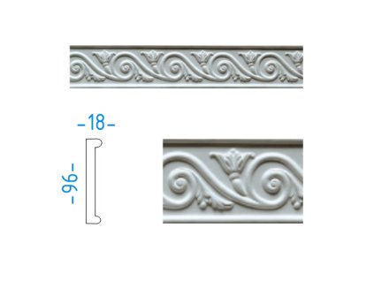 Sádrová plochá lišta 96x18 mm 40310