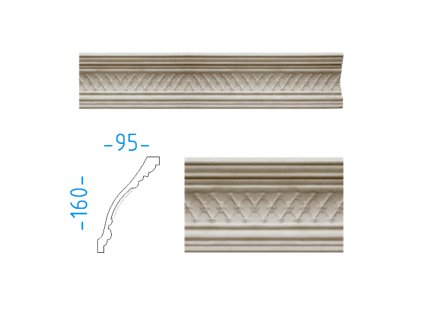Sádrová stropní lišta s ornamenty 160x95 mm 72001
