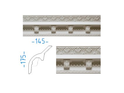 Sádrová stropní lišta s ornamenty 175x145 mm 72744