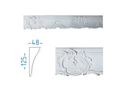 Sádrová římsa s ornamentem 120x48 mm 74633
